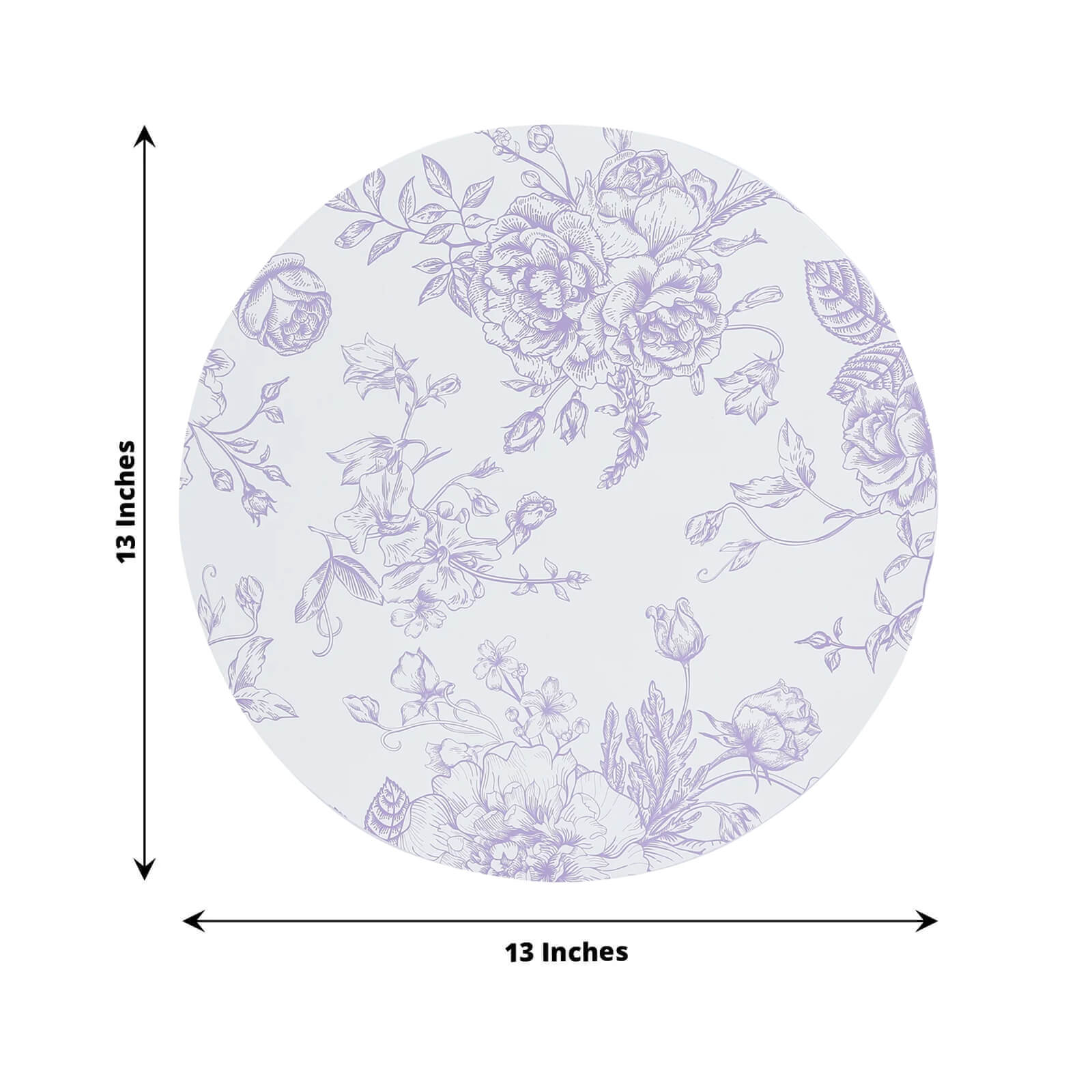 10 - Pack Disposable Table Placemats in French Toile Print 13" in White/Matte Lavender - Chic Floral Cardboard Placemats for Stylish Table Setting - Bell Racket Store