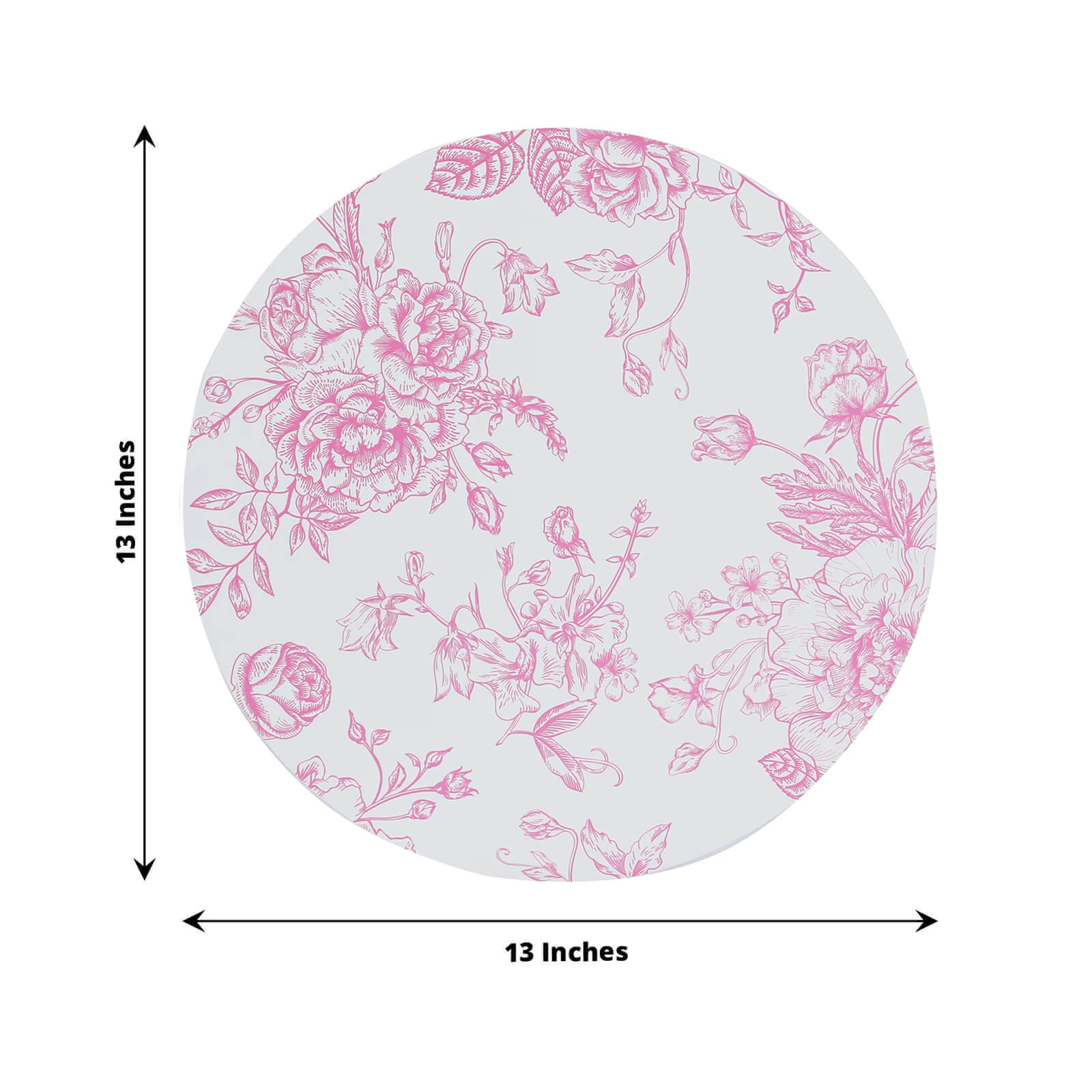 10 - Pack Disposable Table Placemats in French Toile Print 13" in White/Matte Pink - Chic Floral Cardboard Placemats for Stylish Table Setting - Bell Racket Store