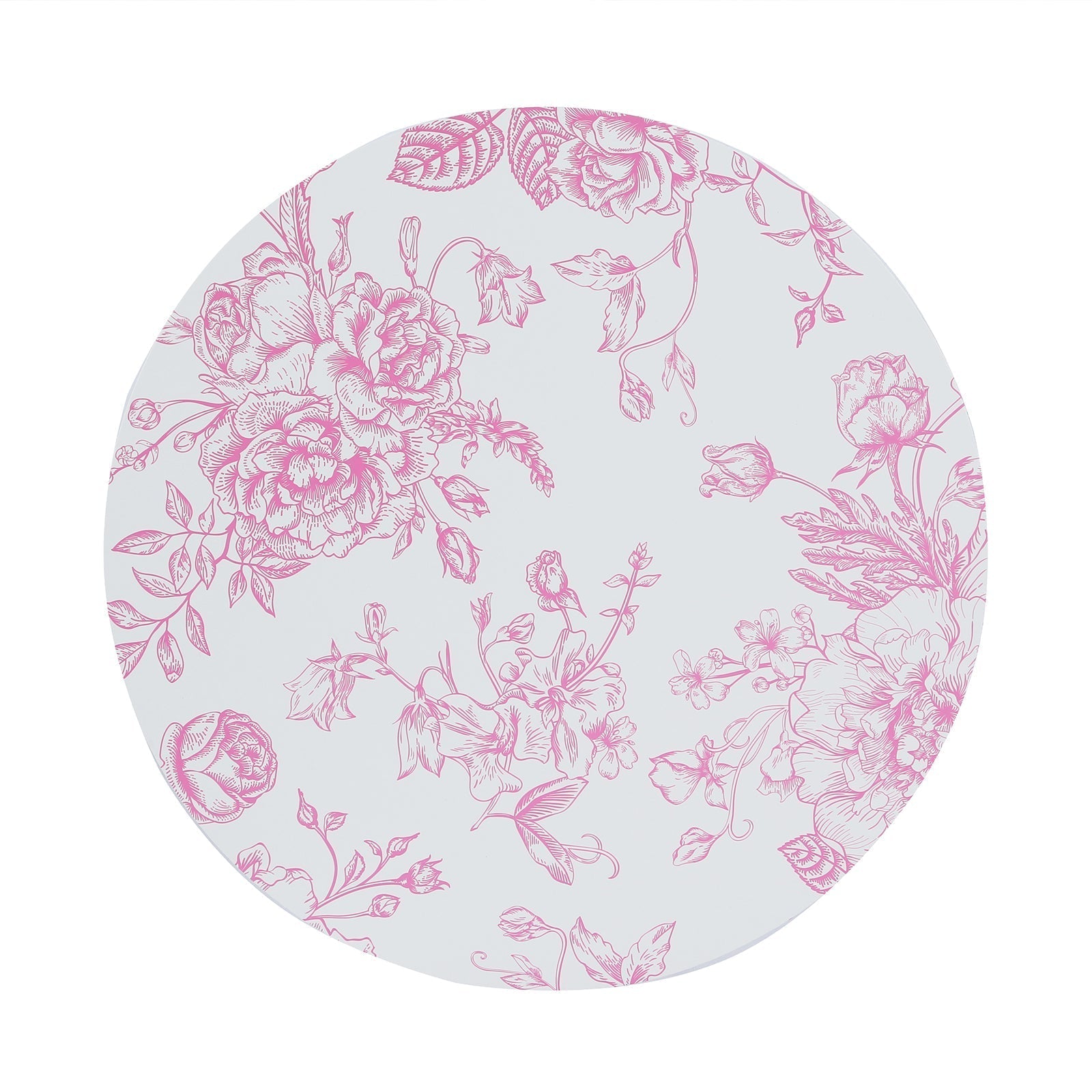 10 - Pack Disposable Table Placemats in French Toile Print 13" in White/Matte Pink - Chic Floral Cardboard Placemats for Stylish Table Setting - Bell Racket Store
