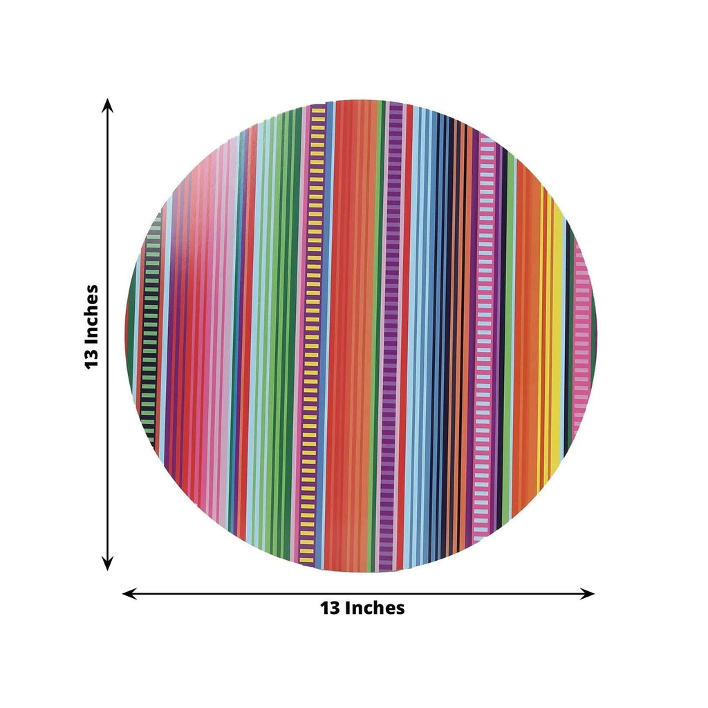 10 - Pack Disposable Table Placemats with Multicolor Mexican Serape Fiesta Striped Print - 300GSM Festive Paper Placemats for Cinco de Mayo & Mexican - Themed Events 13" - Bell Racket Store