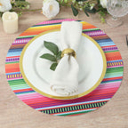 10 - Pack Disposable Table Placemats with Multicolor Mexican Serape Fiesta Striped Print - 300GSM Festive Paper Placemats for Cinco de Mayo & Mexican - Themed Events 13" - Bell Racket Store