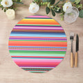10 - Pack Disposable Table Placemats with Multicolor Mexican Serape Fiesta Striped Print - 300GSM Festive Paper Placemats for Cinco de Mayo & Mexican - Themed Events 13" - Bell Racket Store