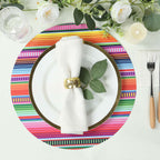 10 - Pack Disposable Table Placemats with Multicolor Mexican Serape Fiesta Striped Print - 300GSM Festive Paper Placemats for Cinco de Mayo & Mexican - Themed Events 13" - Bell Racket Store