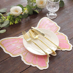 10 - Pack Disposable Table Placemats with Pink Butterfly Design & Gold Glitters - 400GSM Cardboard Placemats for Kids' Parties, Baby Showers & Celebrations 14" - Bell Racket Store