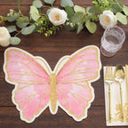10 - Pack Disposable Table Placemats with Pink Butterfly Design & Gold Glitters - 400GSM Cardboard Placemats for Kids' Parties, Baby Showers & Celebrations 14" - Bell Racket Store