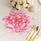 10 - Pack Disposable Table Placemats with Pink Peony Flower Print - 400GSM Floral Cardboard Placemats for Dinner Parties & Gatherings 14" - Bell Racket Store