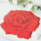 10 - Pack Disposable Table Placemats with Red Rose Flower Design - 400GSM Floral Cardboard Placemats for Romantic Themes & Garden Parties 14" - Bell Racket Store