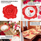 10 - Pack Disposable Table Placemats with Red Rose Flower Design - 400GSM Floral Cardboard Placemats for Romantic Themes & Garden Parties 14" - Bell Racket Store