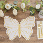 10 - Pack Disposable Table Placemats with White Butterfly Design & Gold Glitters - 400GSM Cardboard Placemats for Kids' Parties, Baby Showers & Celebrations 14" - Bell Racket Store