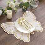 10 - Pack Disposable Table Placemats with White Butterfly Design & Gold Glitters - 400GSM Cardboard Placemats for Kids' Parties, Baby Showers & Celebrations 14" - Bell Racket Store