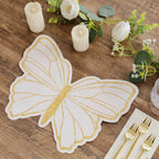 10 - Pack Disposable Table Placemats with White Butterfly Design & Gold Glitters - 400GSM Cardboard Placemats for Kids' Parties, Baby Showers & Celebrations 14" - Bell Racket Store
