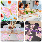 10 - Pack Disposable Table Placemats with White Butterfly Design & Gold Glitters - 400GSM Cardboard Placemats for Kids' Parties, Baby Showers & Celebrations 14" - Bell Racket Store