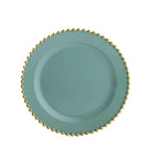 10 - Pack Dusty Sage Green Plastic Dessert Plates â€“ 8" Round with Gold Beaded Rim, Disposable for Parties & Events - Bell Racket Store
