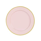 10 - Pack Economy Plastic Round Charger Plates 12" in Blush with Wide Gold Rim, Decorative Dinner Party Serving Plates - Bell Racket Store