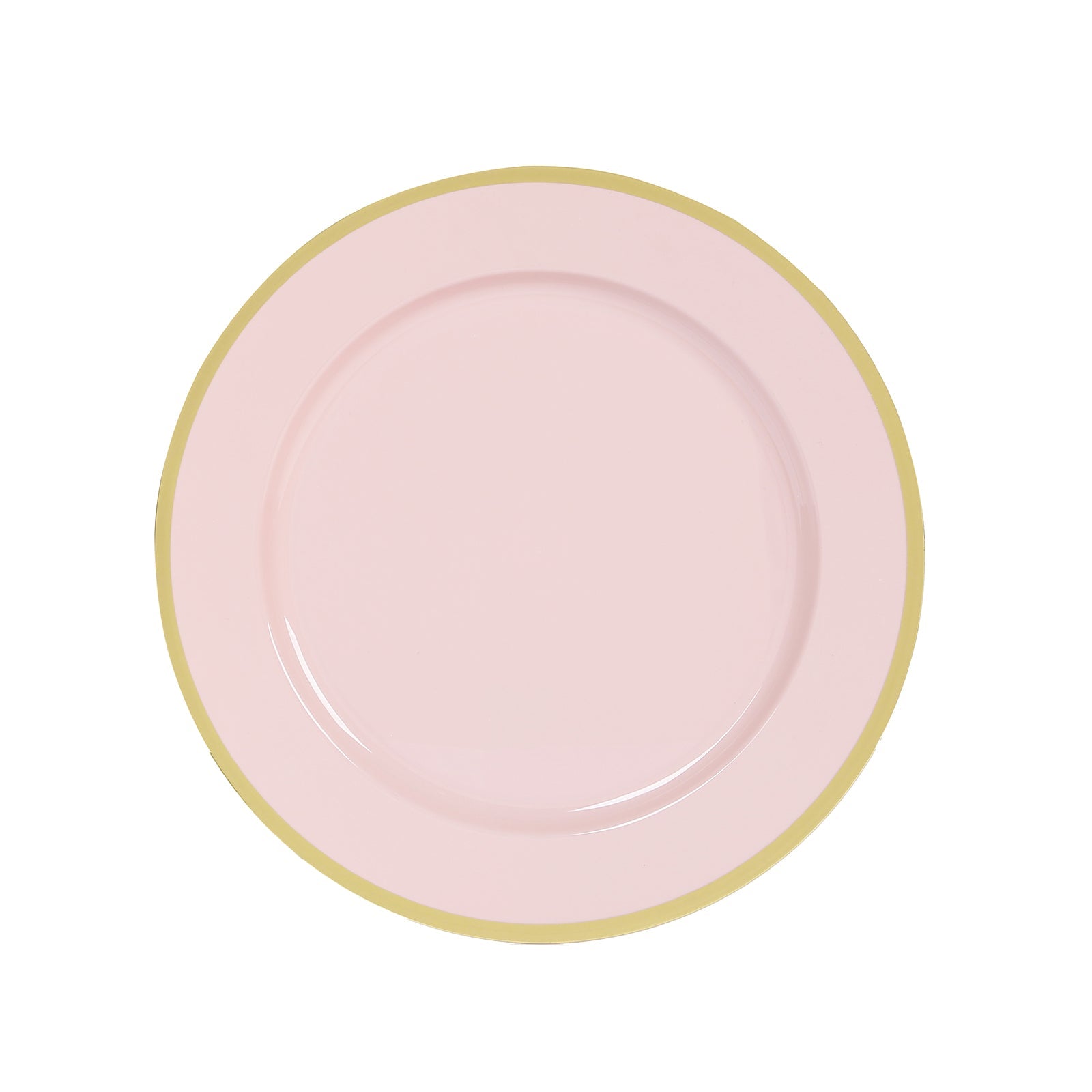 10 - Pack Economy Plastic Round Charger Plates 12" in Blush with Wide Gold Rim, Decorative Dinner Party Serving Plates - Bell Racket Store