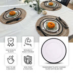 10 - Pack Economy Plastic Round Charger Plates 12" in Clear with Wide Black Rim, Decorative Dinner Party Serving Plates - Bell Racket Store