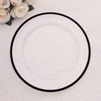 10 - Pack Economy Plastic Round Charger Plates 12" in Clear with Wide Black Rim, Decorative Dinner Party Serving Plates - Bell Racket Store