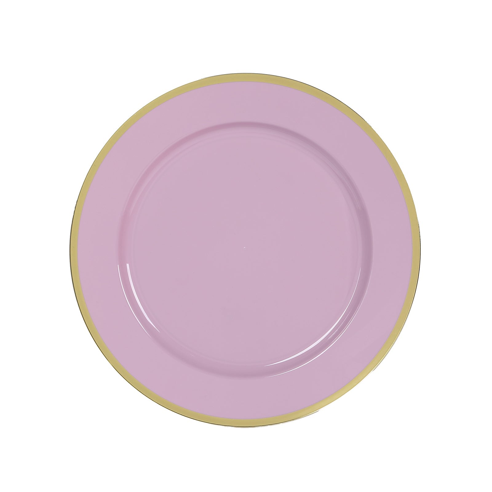 10 - Pack Economy Plastic Round Charger Plates 12" in Lavender Lilac with Wide Gold Rim, Decorative Dinner Party Serving Plates - Bell Racket Store