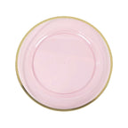 10 - Pack Economy Plastic Round Charger Plates 12" in Transparent Blush with Wide Gold Rim, Decorative Dinner Party Serving Plates - Bell Racket Store