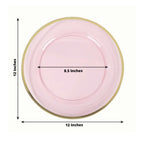 10 - Pack Economy Plastic Round Charger Plates 12" in Transparent Blush with Wide Gold Rim, Decorative Dinner Party Serving Plates - Bell Racket Store