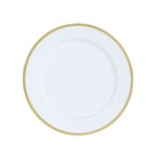 10 - Pack Economy Plastic Round Charger Plates 12" in White with Wide Gold Rim, Decorative Dinner Party Serving Plates - Bell Racket Store