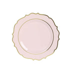 10 - Pack Economy Plastic Round Charger Plates 13" in Blush with Gold Scalloped Rim, Decorative Dinner Party Serving Plates - Bell Racket Store