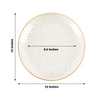 10 - Pack Economy Plastic Round Charger Plates 13" in Clear Hammered Design with Glittered Gold Rim - Decorative Dinner Party Serving Plates - Bell Racket Store