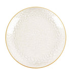 10 - Pack Economy Plastic Round Charger Plates 13" in Clear Hammered Design with Glittered Gold Rim - Decorative Dinner Party Serving Plates - Bell Racket Store