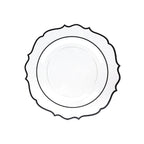 10 - Pack Economy Plastic Round Charger Plates 13" in Clear with Black Scalloped Rim, Decorative Dinner Party Serving Plates - Bell Racket Store