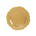10 - Pack Economy Plastic Round Charger Plates 13" in Gold with Scalloped Rim, Decorative Dinner Party Serving Plates - Bell Racket Store