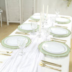 10 - Pack Economy Plastic Round Charger Plates 13" in Sage Green with Gold Scalloped Rim, Decorative Dinner Party Serving Plates - Bell Racket Store