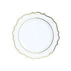 10 - Pack Economy Plastic Round Charger Plates 13" in White with Gold Scalloped Rim, Decorative Dinner Party Serving Plates - Bell Racket Store
