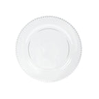 10 - Pack Economy Round Plastic Charger Plates 13" in Clear Beaded Rim, Stylish Dinner Party Serving Plates - Bell Racket Store
