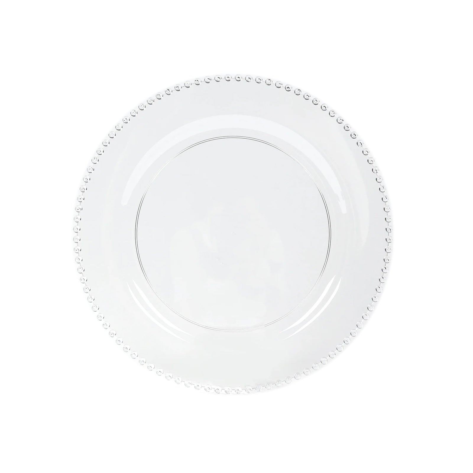 10 - Pack Economy Round Plastic Charger Plates 13" in Clear Beaded Rim, Stylish Dinner Party Serving Plates - Bell Racket Store