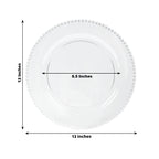 10 - Pack Economy Round Plastic Charger Plates 13" in Clear Beaded Rim, Stylish Dinner Party Serving Plates - Bell Racket Store