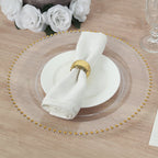 10 - Pack Economy Round Plastic Charger Plates 13" in Clear with Gold Beaded Rim, Stylish Dinner Party Serving Plates - Bell Racket Store