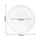 10 - Pack Economy Round Plastic Charger Plates 13" in Clear/Gold Glitter with Beaded Rim, Stylish Dinner Party Serving Plates - Bell Racket Store