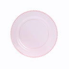 10 - Pack Economy Round Plastic Charger Plates 13" in Transparent Blush with Beaded Rim, Stylish Dinner Party Serving Plates - Bell Racket Store