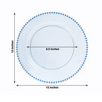 10 - Pack Economy Round Plastic Charger Plates 13" in Transparent Dusty Blue with Beaded Rim, Stylish Dinner Party Serving Plates - Bell Racket Store