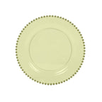 10 - Pack Economy Round Plastic Charger Plates 13" in Transparent Dusty Sage Green with Beaded Rim, Stylish Dinner Party Serving Plates - Bell Racket Store