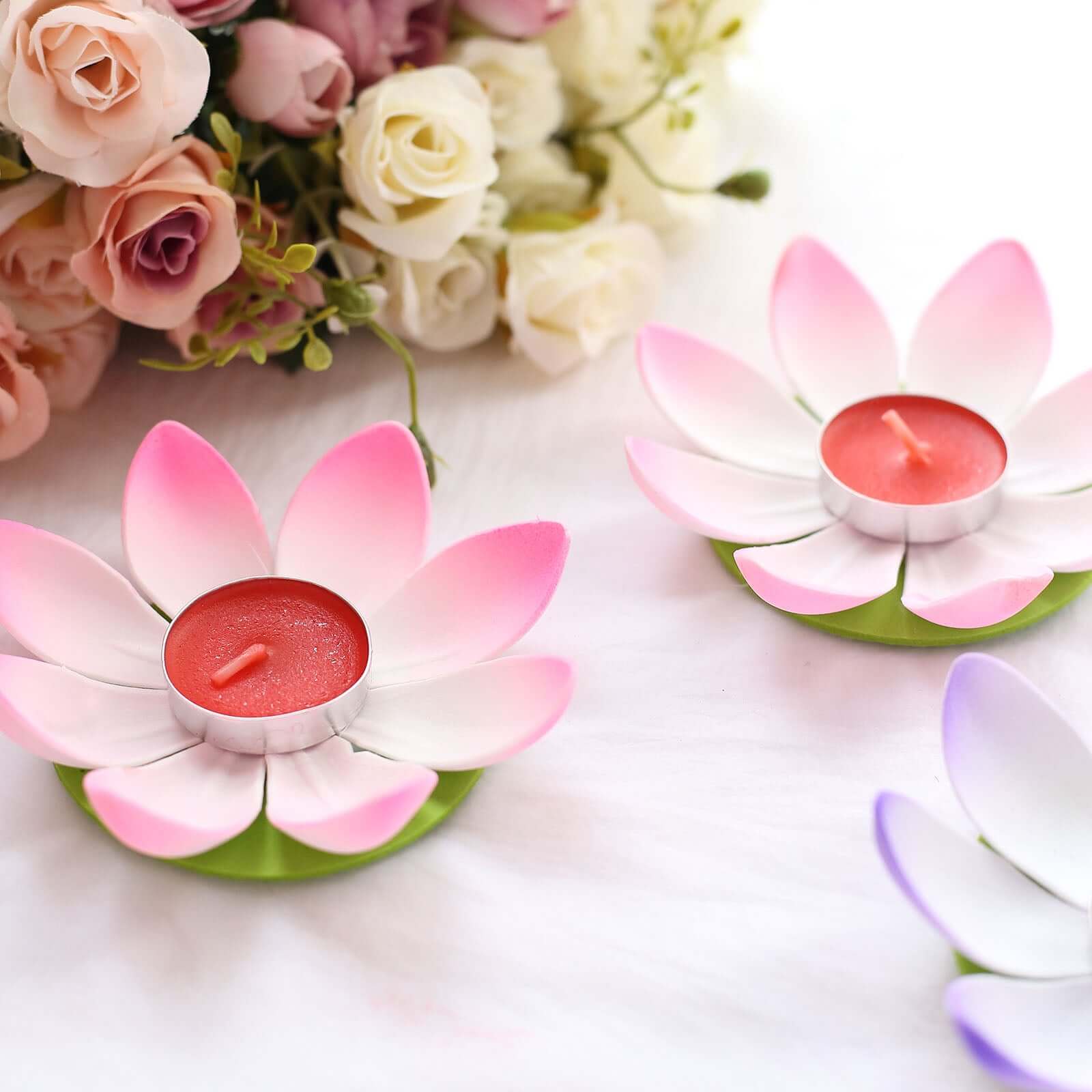 10 - Pack Floating Candle Lights Water Lily Lotus Flower Design Colorful - Assorted Tealight Lanterns 5" - Bell Racket Store