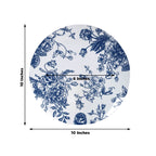 10 - Pack French Toile Plastic Party Plates â€“ Blue & White Floral, 10" Round Disposable Dinner Plates - Bell Racket Store