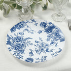 10 - Pack French Toile Plastic Party Plates â€“ Blue & White Floral, 10" Round Disposable Dinner Plates - Bell Racket Store