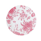 10 - Pack French Toile Plastic Party Plates â€“ Pink & White Floral, 10" Round Disposable Dinner Plates - Bell Racket Store