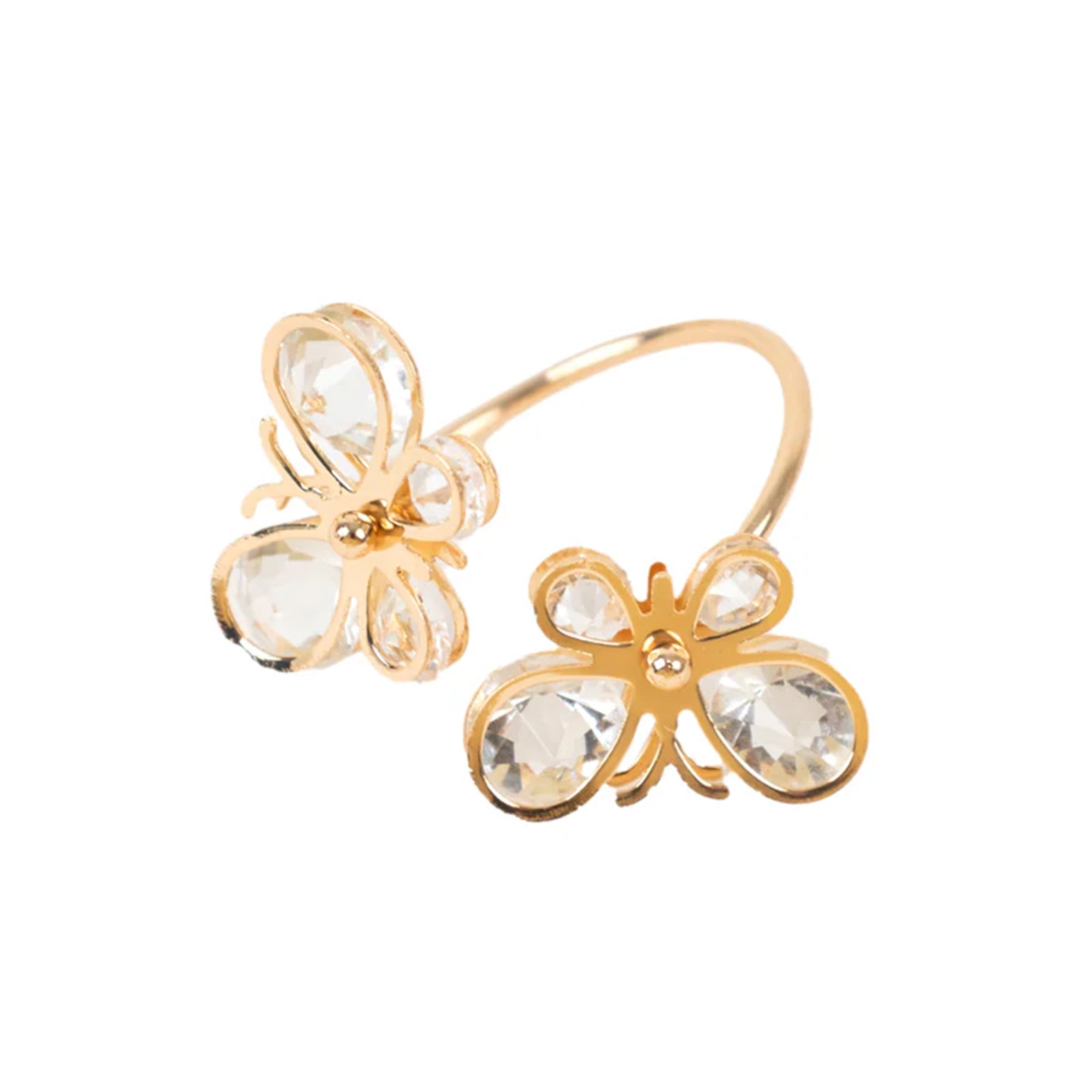 10 - Pack Gold Butterfly Napkin Holders with Crystal Accents â€“ Decorative Napkin Rings for Weddings & Events - Bell Racket Store