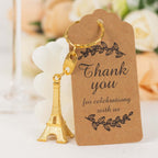 10 Pack Gold Plastic Paris Eiffel Tower Keychain Wedding Favors, 4" Bridal Shower Party Souvenirs With Thank You Tag - Bell Racket Store