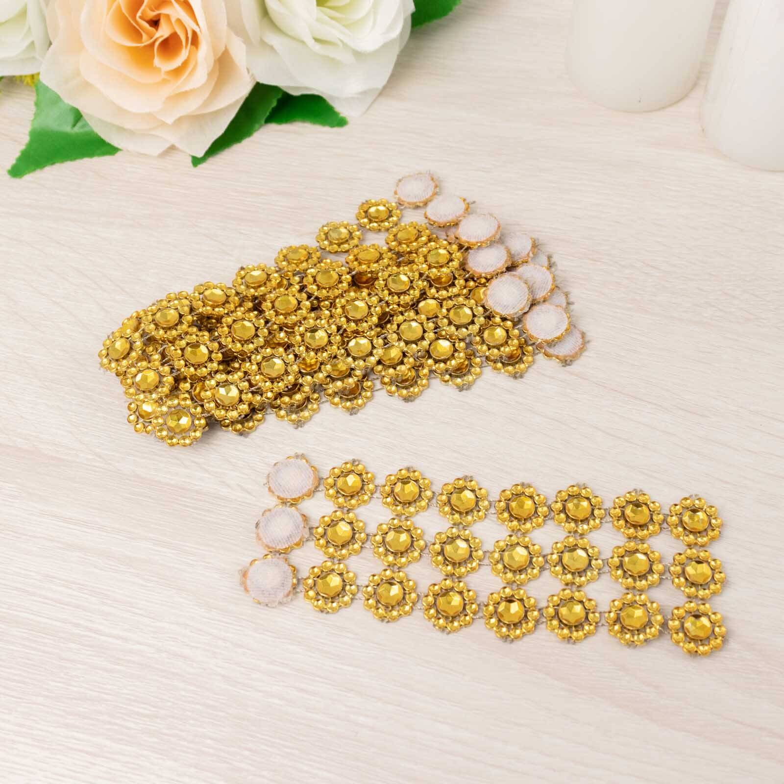 10 Pack Gold Sunflower Diamond Rhinestones Napkin Holders With Velcro, Elegant Wedding Napkin Rings - Bell Racket Store
