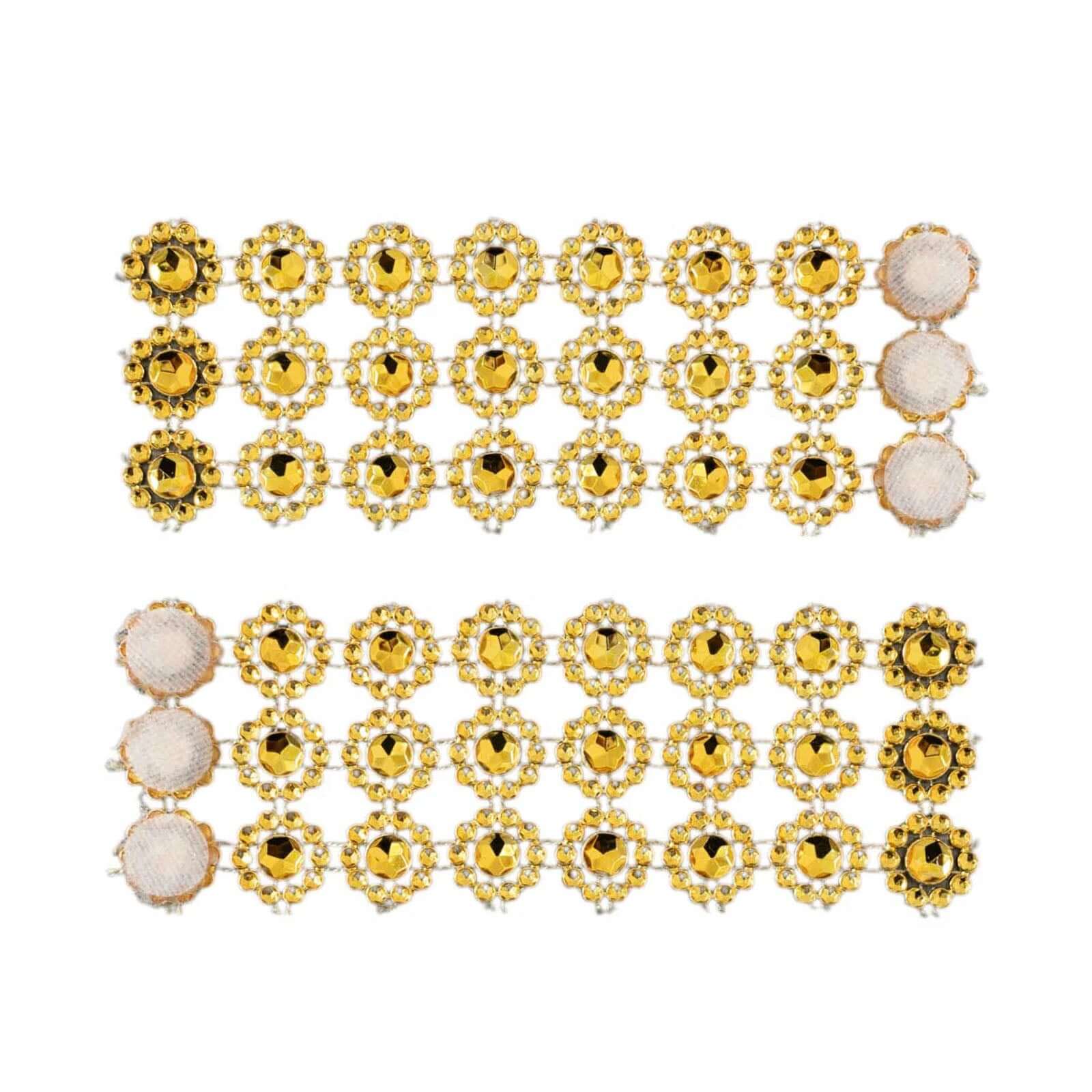 10 Pack Gold Sunflower Diamond Rhinestones Napkin Holders With Velcro, Elegant Wedding Napkin Rings - Bell Racket Store