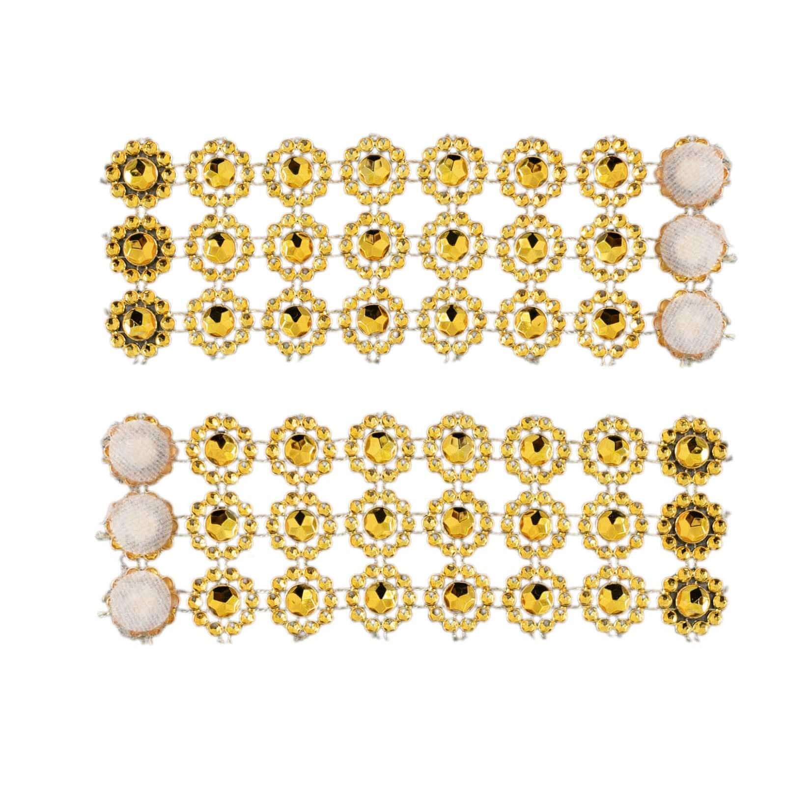 10 Pack Gold Sunflower Diamond Rhinestones Napkin Holders With Velcro, Elegant Wedding Napkin Rings - Bell Racket Store