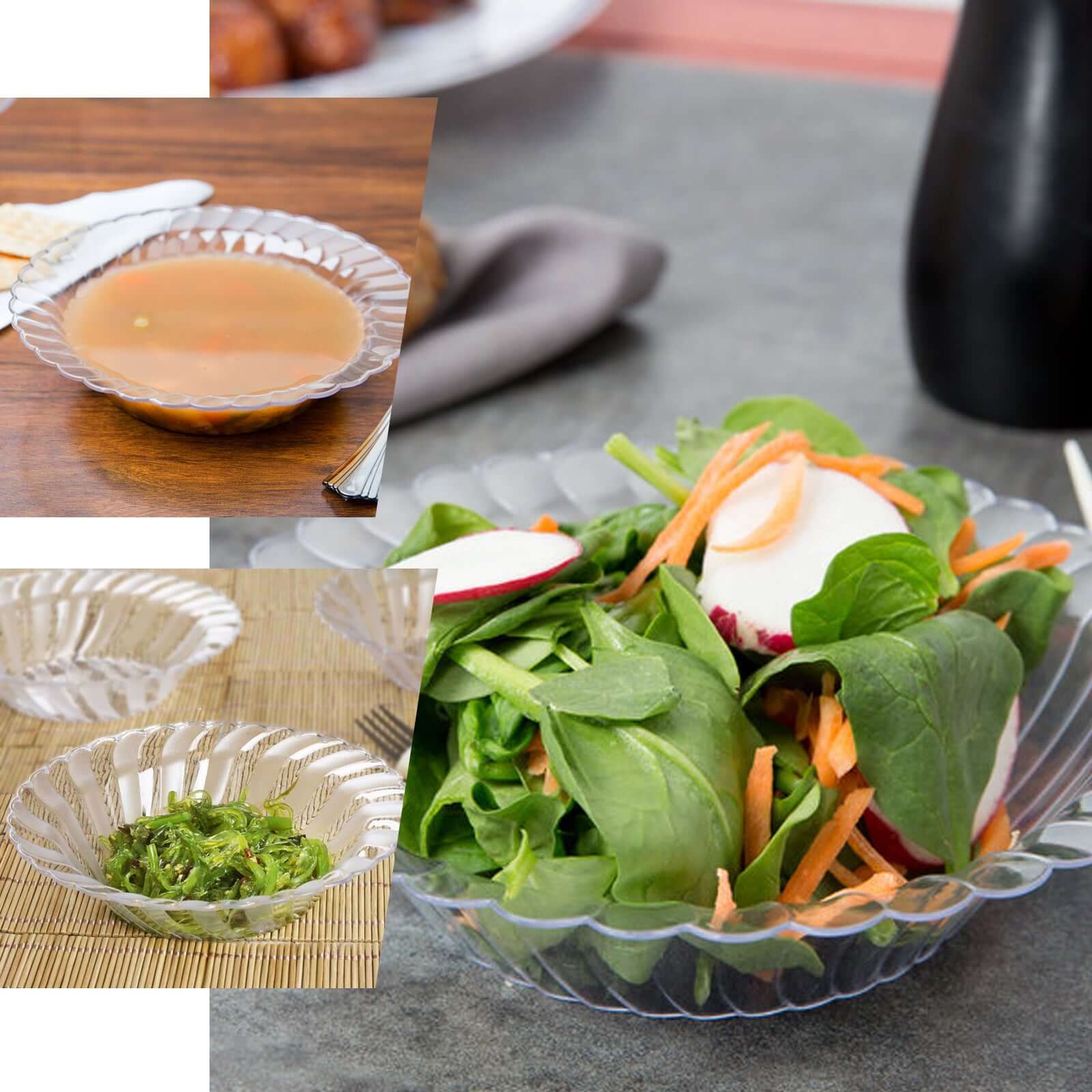 10 - Pack Hard Plastic Fruit Bowls Clear Flared Design - Durable Disposable Bowls for Desserts 5oz - NestOCart